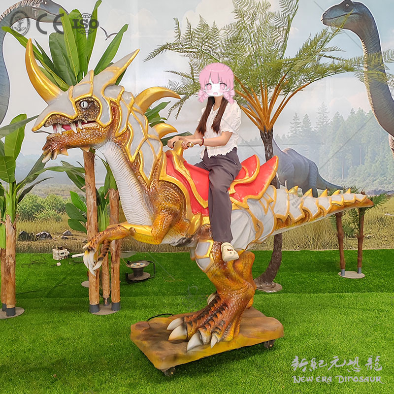 Simulación de equitación de dinosaurios equipos de atracción modelo animal productos de simulación modelo de dinosaurio de silicona escultura de exhibición de dinosaurios
