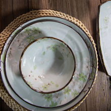 日本陶瓷秋樱餐具美浓烧日式和风饭碗菜盘家用釉下彩工艺