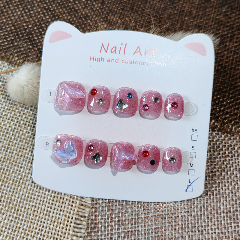 Mermaid Children's Nail Art, Purely Handmade, Anti-Biting Nail Patches for Students Aged 3-6-11, Cute Wearable Nails for Girls