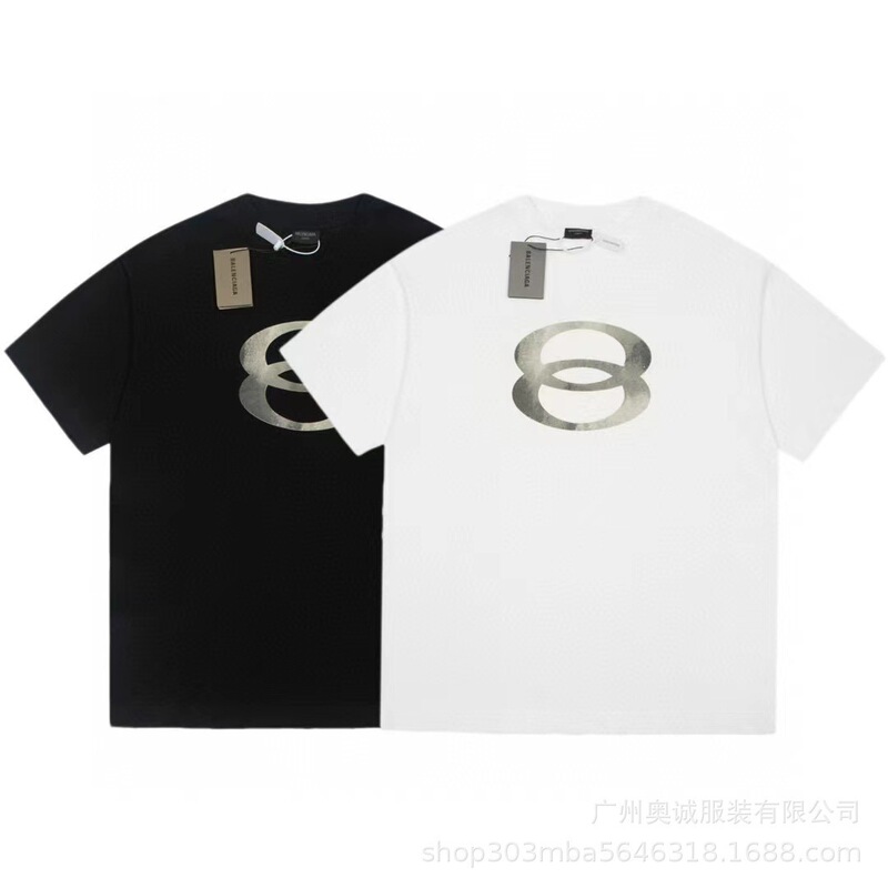 Cross-Border Foreign Trade 26B Spring and Summer Logo Printed Short-Sleeve Casual Loose-Fitting Unisex Couple's Matching T-Shirt Trendy Brand