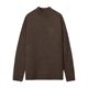 Brown Winter Sweater for Men, Trendy Brand Fashion Solid Color Stand Collar Knitwear, Korean Versatile Base Shirt, Simple Sweater