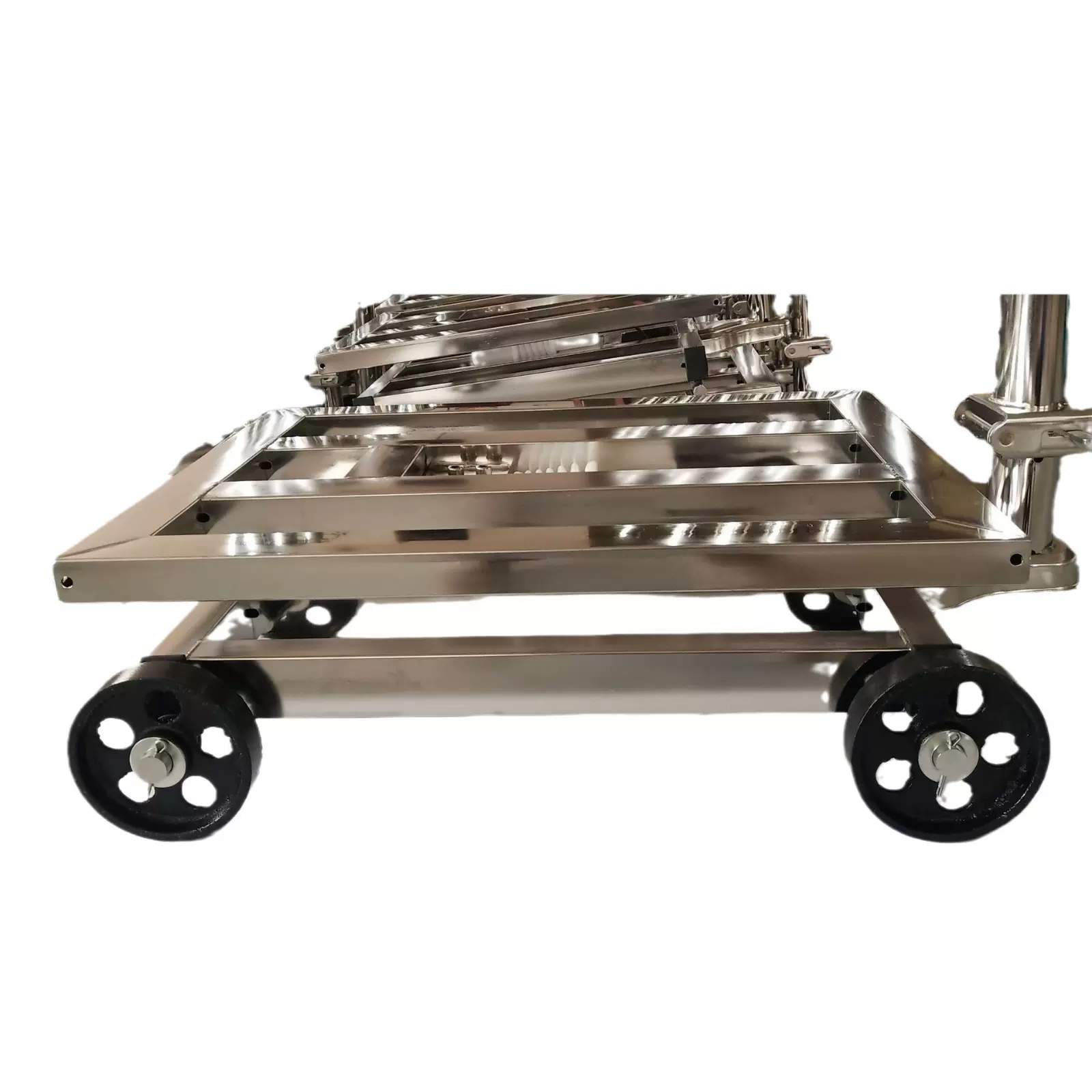 全不锈钢折叠铸铁轮带刹车静音万向轮移动一体台秤大立杆带扶手商