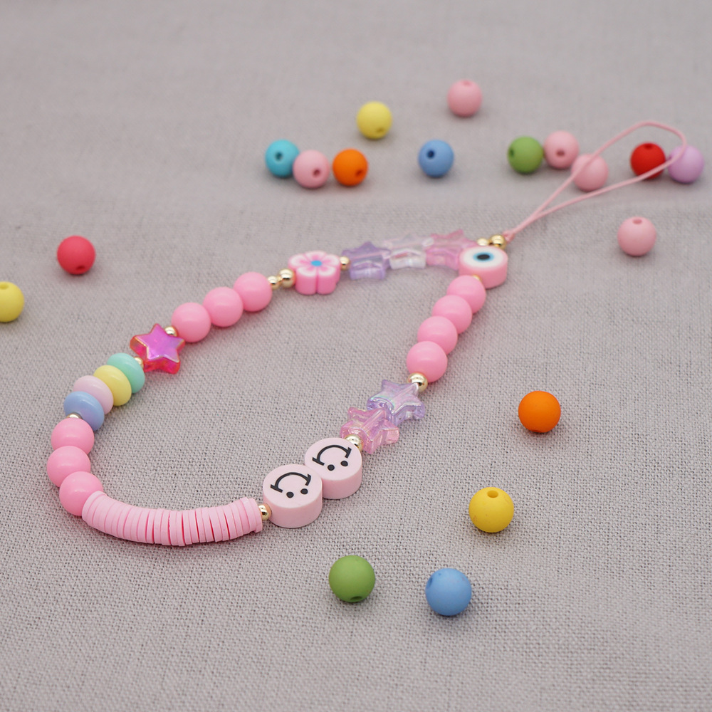 ethnic bohemian pink smiley mobile phone chainpicture5