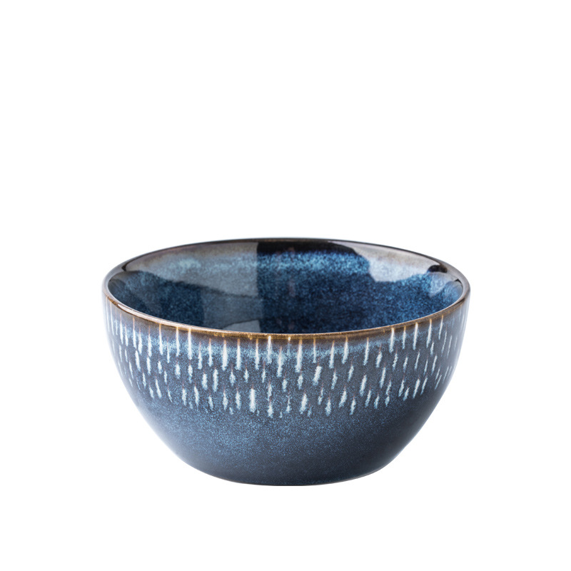 Tazón de cerámica vidriada de horno pintado a mano estrellado exportación de comercio exterior Tazón de arroz doméstico de 5 pulgadas Tazón de comida Tazón pequeño personalizado