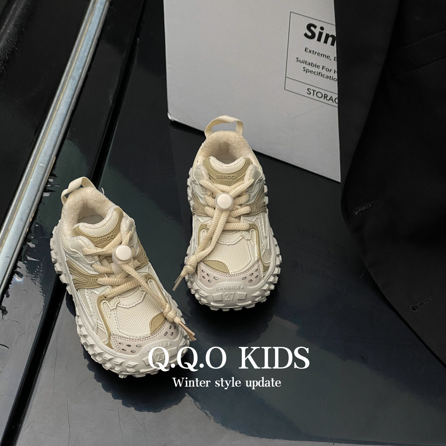QQO Kinderschoenen 2023 Herfst Nieuwe Jongens Mode Tucker Tire Schoenen Antislip Sportschoenen Meisjes Papa schoenen_voghion.com