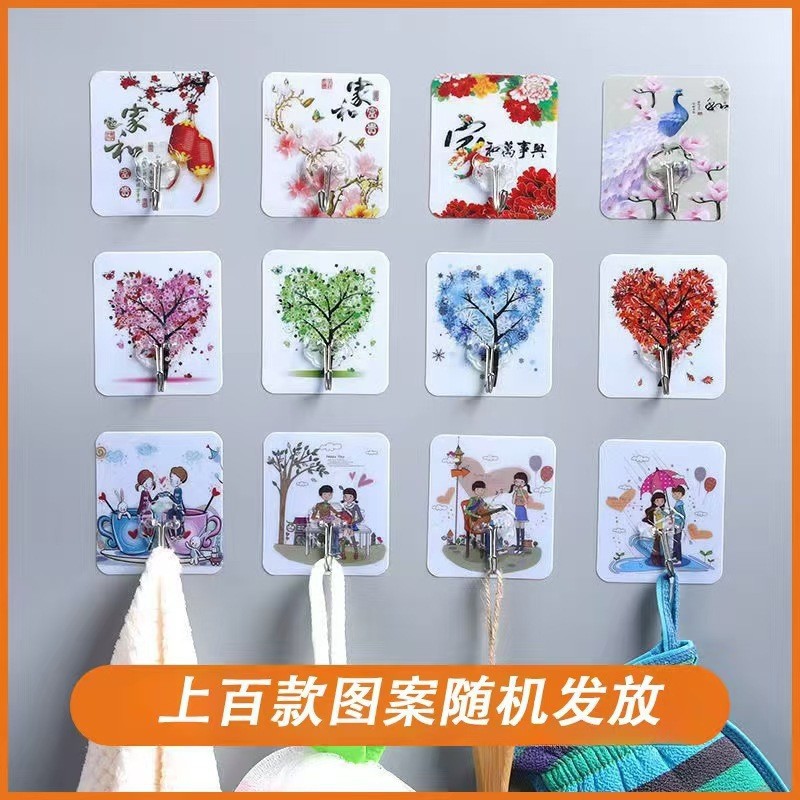 Manufacturer's Super Strong Adhesive Hooks, No Punching, Traceless Transparent Self-Adhesive Hooks, Bathroom Kitchen Coat Hooks