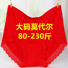 Large size 200 pounds red mid-high waist modal underwear for middle-aged and elderly mothers fat mm briefs one piece drop shipping