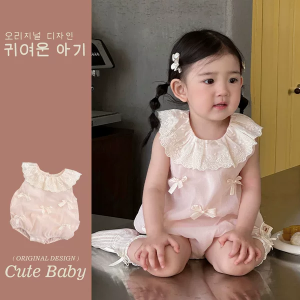 Baby Clothes Summer Thin Girl Baby Full Moon Hundred Days Hare Clothes Foreign-style Lace Butterfly Festival Bags Outfit