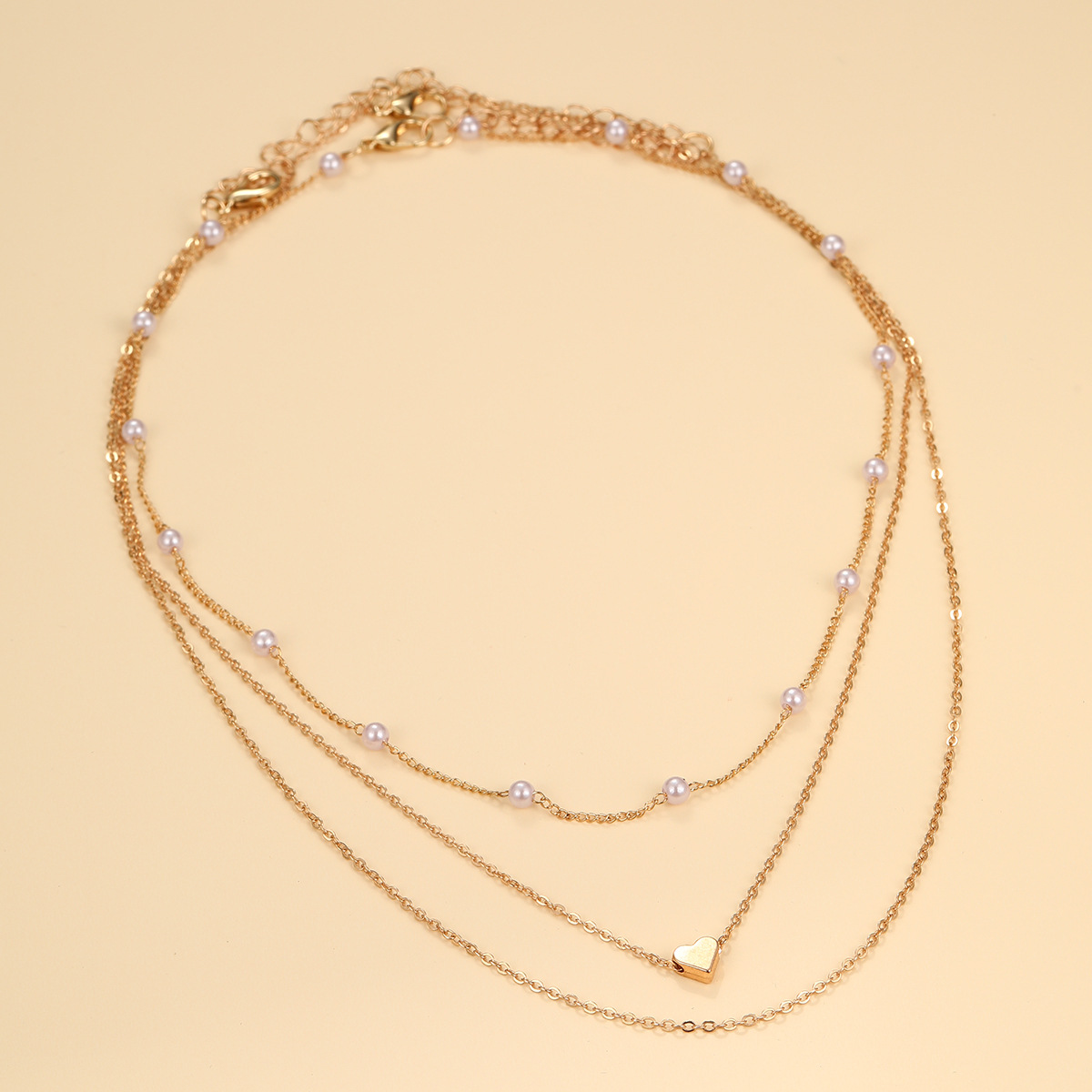 Multi-layer Heart Pearl Gold Necklace For Women Statement Jewelry_voghion.com