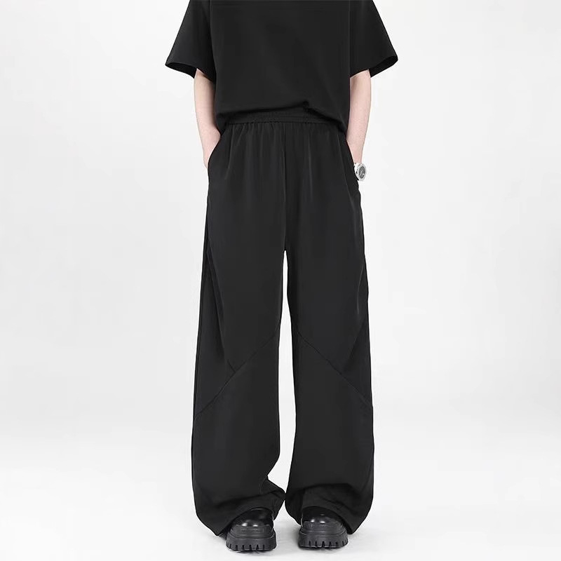 High Street Puppies Handsome Heavy Pants Men's Loose Dipped Pleated Casual Pants American Style Fashion Brand Straight Leg Wide-Leg All-Match Pants