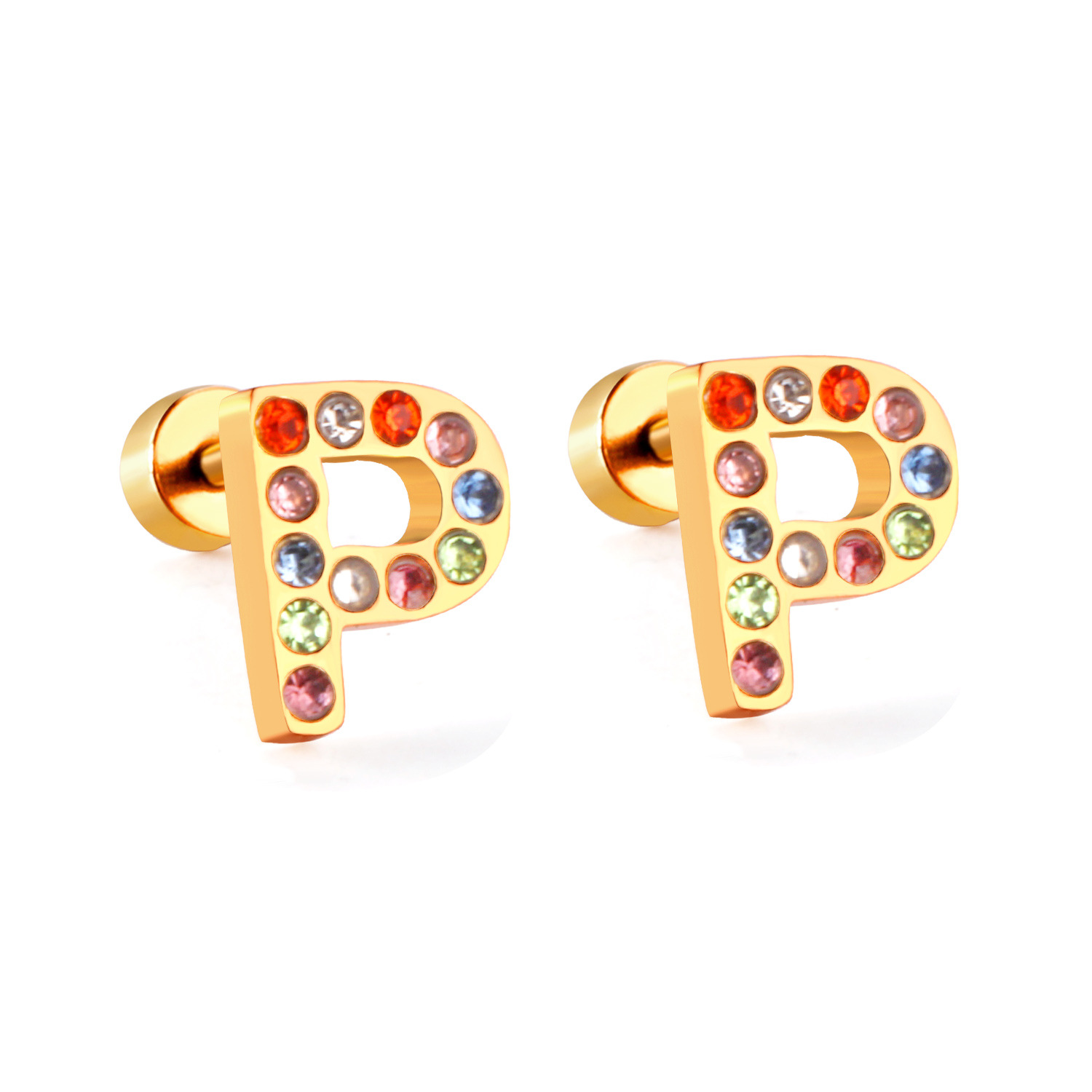 Fashion Letter Stainless Steel Inlay Zircon Ear Studs 1 Pair display picture 49