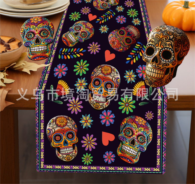 アマゾンの人気メキシコカラーレトロ曼荼羅花亜麻テーブル旗食卓家庭装飾キッチンテーブル旗|undefined