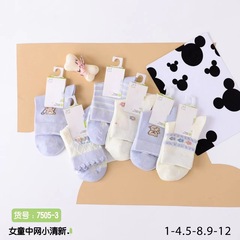春夏新款兒童薄款透氣網眼百搭中筒襪可愛卡通男孩女孩學生學院風