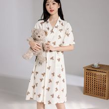 现货女夏睡衣日系和服款睡袍浴袍甜美可爱印花连衣睡裙家居服定制