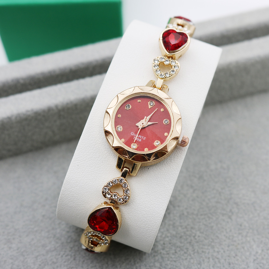 Casual Shiny Stainless Steel Jewelry Buckle Heart Shape Quartz display picture 1