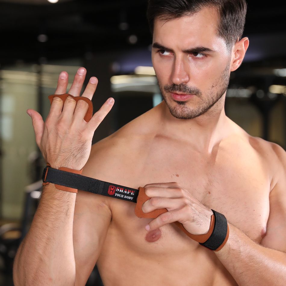 Levantamiento de pesas barra horizontal protección de palma para hombres y mujeres guante de fitness correa de muñeca dominadas fuerza de agarre auxiliar de tracción dura