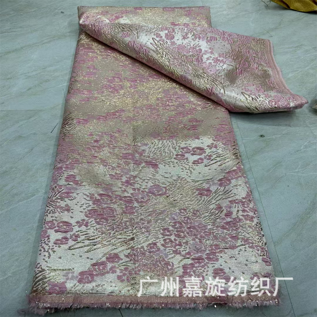 Nueva tela jacquard floral con estampado dorado de estilo chino para ropa qipao, encaje brocado para chaqueta mandarina, Hanfu y vestidos de princesa.