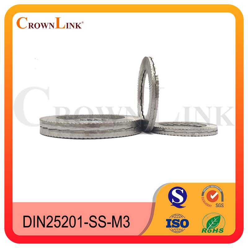 304不锈钢双叠自锁垫圈加大m3防松垫片din25201双层楔式压花垫圈