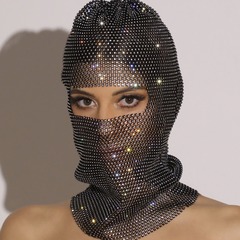 Cross-border personalized accessories cycling mask fishnet water diamond elastic head cover face mask European and American style high elasticity mask