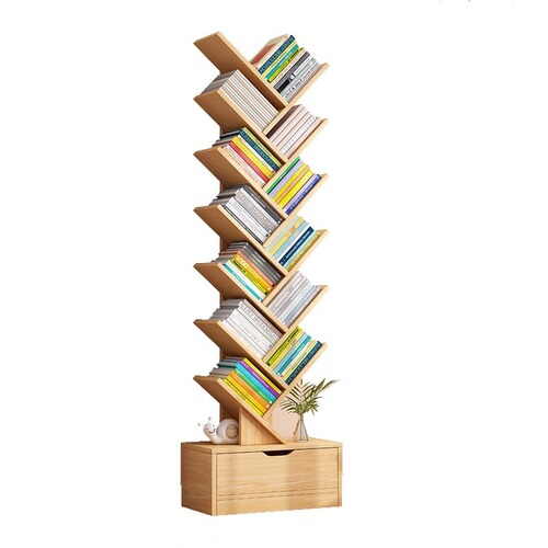 Simple tree-shaped small bookshelf storage rack floor-standing bedroom cabinet living room storage rack home multi-layer creative narrow bookcase