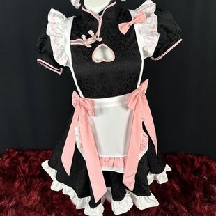 Hot Rabbit COS secondary Japanese maid suit Lolita hollow Chinese cheongsam uniform sexy dress