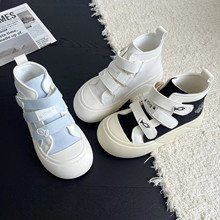 小众休闲厚底帆布鞋小熊冬眠亚文化宅萌魔术贴百搭休闲可爱女板鞋