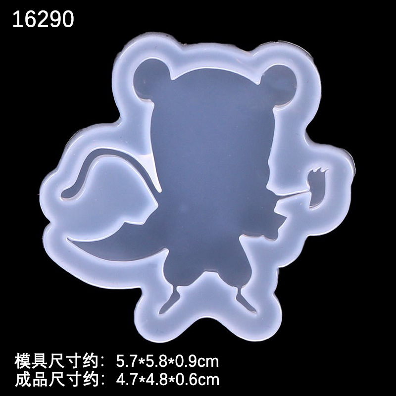 Espejo 7 gato gatito Fox ciervos resina UV cristal epoxi molde DIY accesorios de la joyería parche herramienta