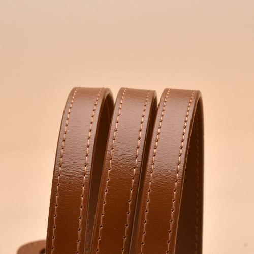 New women's leather thin belt with non-hole design and decorative belt girdle dress versatile second-layer leather women's belt
