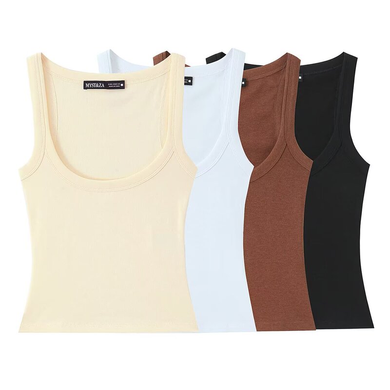 Pb&Za Women's Clothing 2026 Summer New Style Four-Color Sleeveless Square Collar Slim Fit Cotton Camisole T-Shirt 4174324 Pb&Za Women's Clothing 2026 Summer New Style Four-Color Sleeveless Square Collar Slim Fit Cotton Camisole T-Shirt 4174324