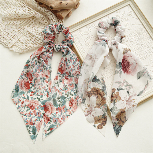 Summer Silk Scarf with Fringe, Lightweight and Fresh, Instagram Style, Large Quantity Supply of Women's Hair Ties, Bow Ties, and Streamers