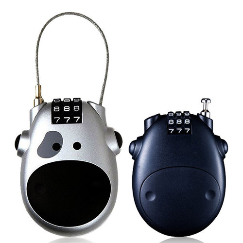 Cartoon cow telescopic steel cable wire rope password lock suitcase clothing sled motorcycle helmet lock