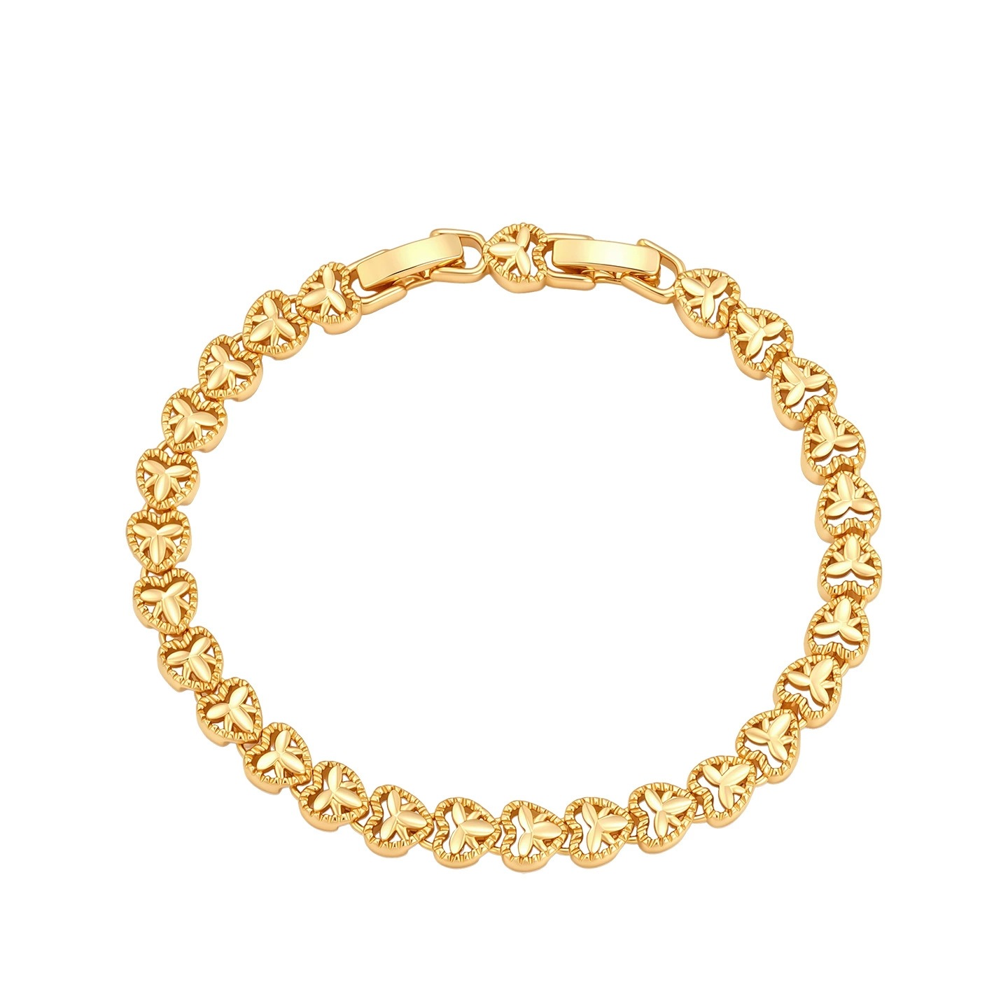 Pulsera de Trébol y Corazón de Aleación de Cobre Galvanizado para Mujeres image 6