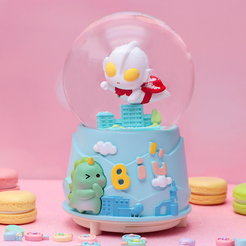 Super Cute Cartoon Japanese Anime Crystal Ball Music Box Creative Children's Student Day Gift Glowing Snow Eight-Tone Music Box