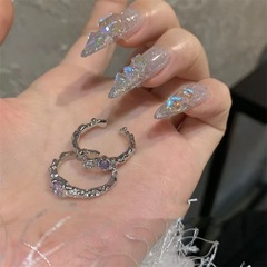 Small Gemstone Amethyst Ins Cold Wind Adjustable Mouth Retro Ins Personality Luxury Ring for Women