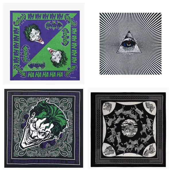 Multiple Styles of In-Stock Pure Cotton Personality Eye-Catching Clown Zebra Hip-Hop Trendy Bandanas for Outdoor Sports and Cycling