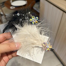 羽毛头饰发卡森系仙女超仙毛毛发夹边夹少女日系可爱古风汉服发饰