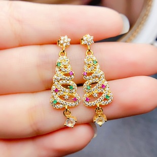 New natural white blue treasure earrings S925 silver inlaid main stone 3*3mm Joker net red explosions women's jewelry batch