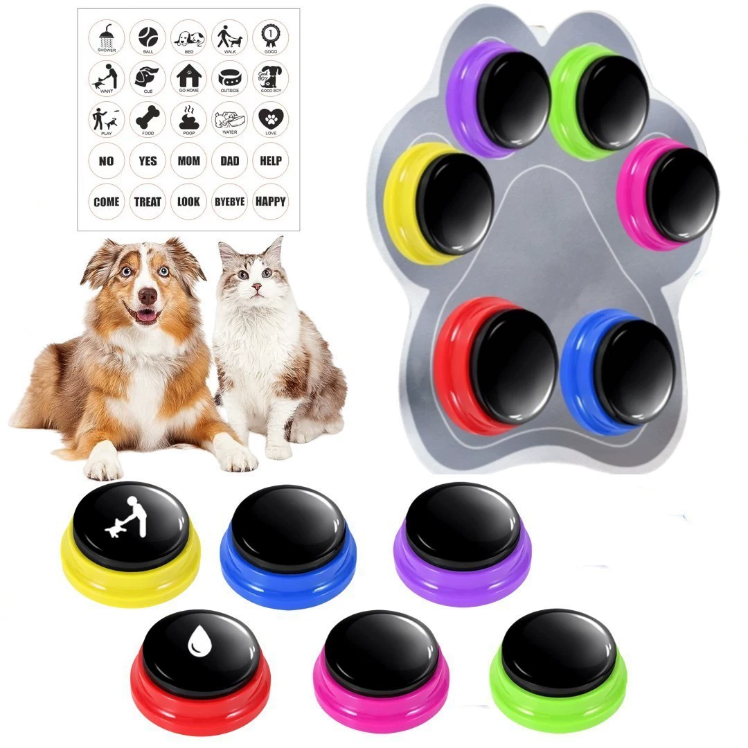 Кнопка трансграничной собаки Говорящий питомец Общение Голосовой Щенок Общение Кнопка Кошка звонит в колокол Кошка тренажер игрушка