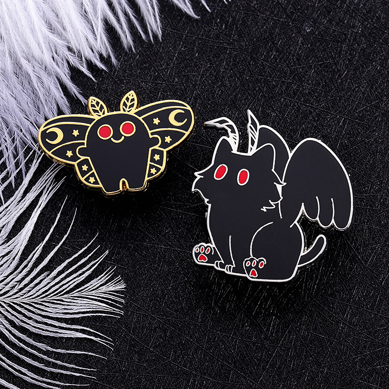 Cross-border new animal badge cartoon butterfly shape brooch personality creative black cat enamel metal badge
