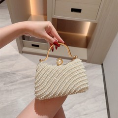 新款跨境浪漫珍珠手提包包婚包婚礼生日派队宴会晚装包斜跨晚宴包