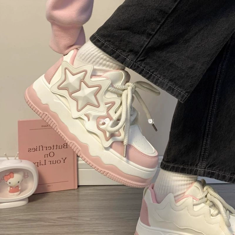 Женские кроссовки на платформе Dopamine Star, новая весенняя обувь 2024 года, модные нишевые универсальные белые туфли для студентов