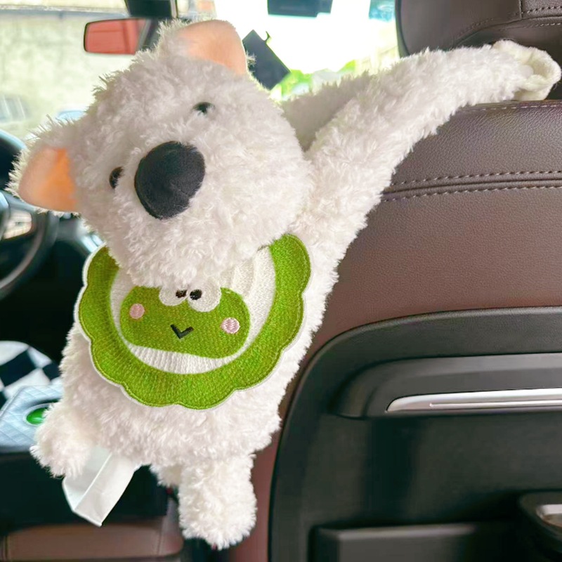 Chezai Pipihou Tissue Box – Car Tissue Box Car tissue box/set - dog-tissue-box-apron-green-frog