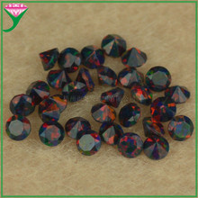供应Op33黑色圆形尖底钻石面切工人造欧泊裸石 刻面澳宝裸钻配石