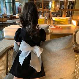 2026女童后背蝴蝶结镂空polo裙童装夏季韩版连衣裙儿童学院风短袖