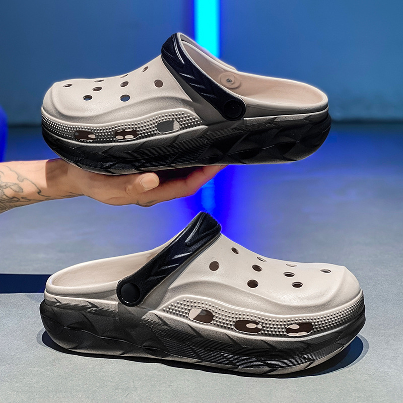 Zapatos con agujeros Sandalias antideslizantes y desodorantes para exteriores de verano para hombres, deportes, playa, ocio, conducción de doble uso, zapatillas transpirables Baotou