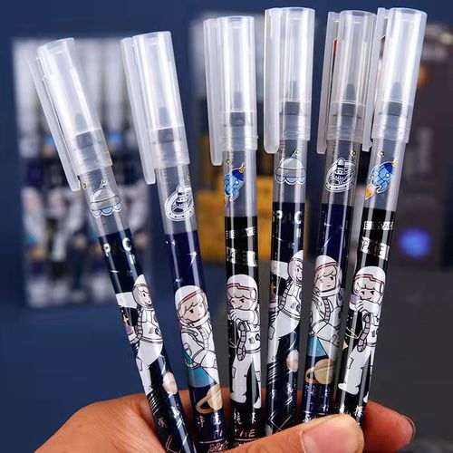 Flower film straight liquid ballpoint pen student exam gel pen classic 0.5 needle tube quick-drying ballpoint pen student pen