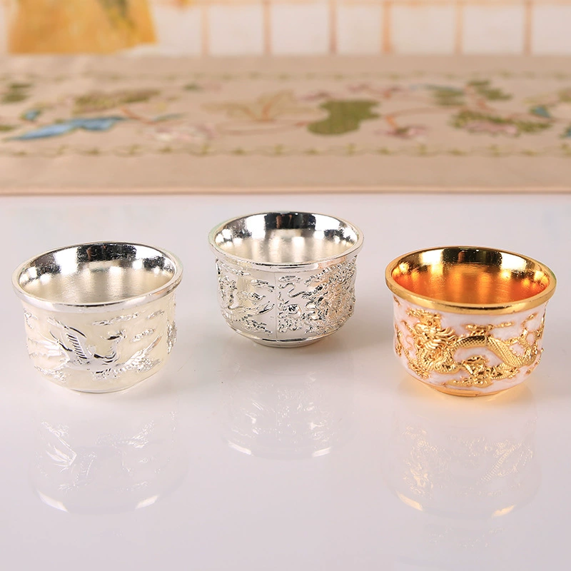 High -end gold and silver kung fu tea set Chinese wedding banquet wine gear, dragon and phoenix tea set business gift Jiapin factory direct sales