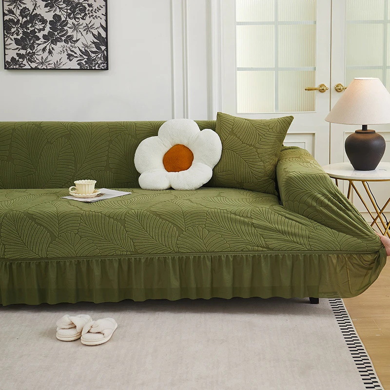 Falda de terciopelo jacquard, funda de sofá universal, funda de sofá, funda de sofá, antideslizante, resistente a los gatos, funda de sofá de una pieza universal de cuatro estaciones, fila recta