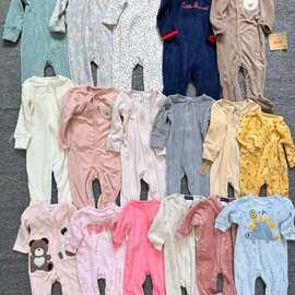 厂家直销连帽哈衣加厚卡通宝宝爬服婴儿连体衣服外出服秋冬加厚