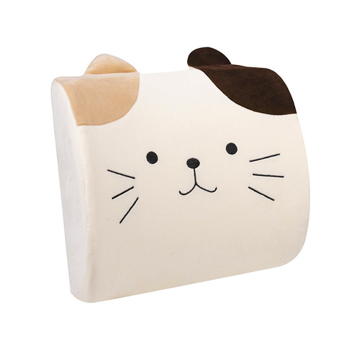 Memory foam removable and washable pillow office cushion cartoon cat lumbar pillow cross-border Japanese backrest chair lumbar cushion
